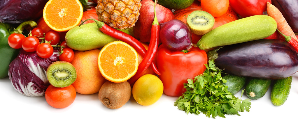 ovoce a zelenina izolované na bílém pozadí - Fotografie, Obrázek