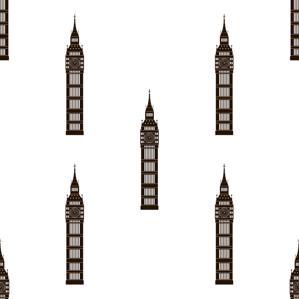 Big Bena Londynu, Anglia, Wielka Brytania. Bezszwowe tło. - Wektor, obraz