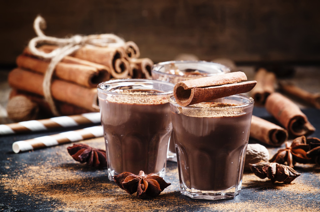 Hot liquid chocolate with warming winter spices  - Photo, Image
