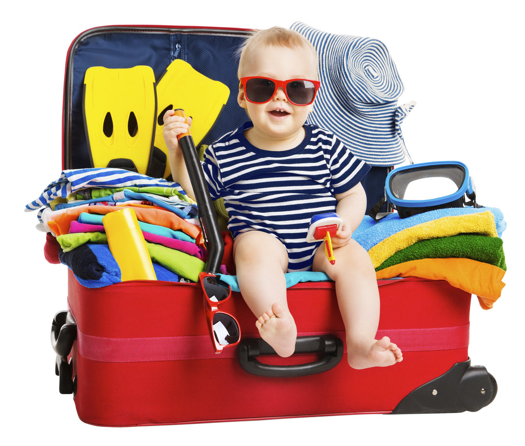 Mala de férias de viagem de bebê. Crianças embaladas Bagagem, Férias Infantil
 - Foto, Imagem