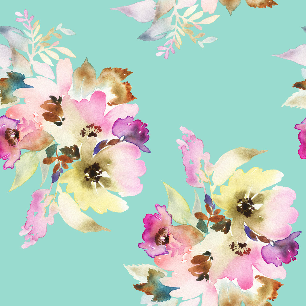Безшовний візерунок з квітами акварель
 - Фото, зображення