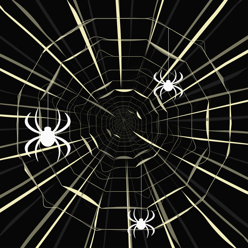 fehér pókok a web mintát a fekete háttér. vektor beteg - Vektor, kép