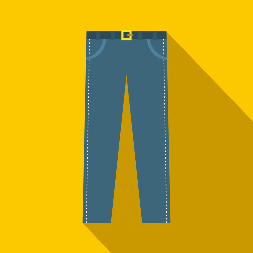 Trousers with belt icon in flat style - Vector, Image