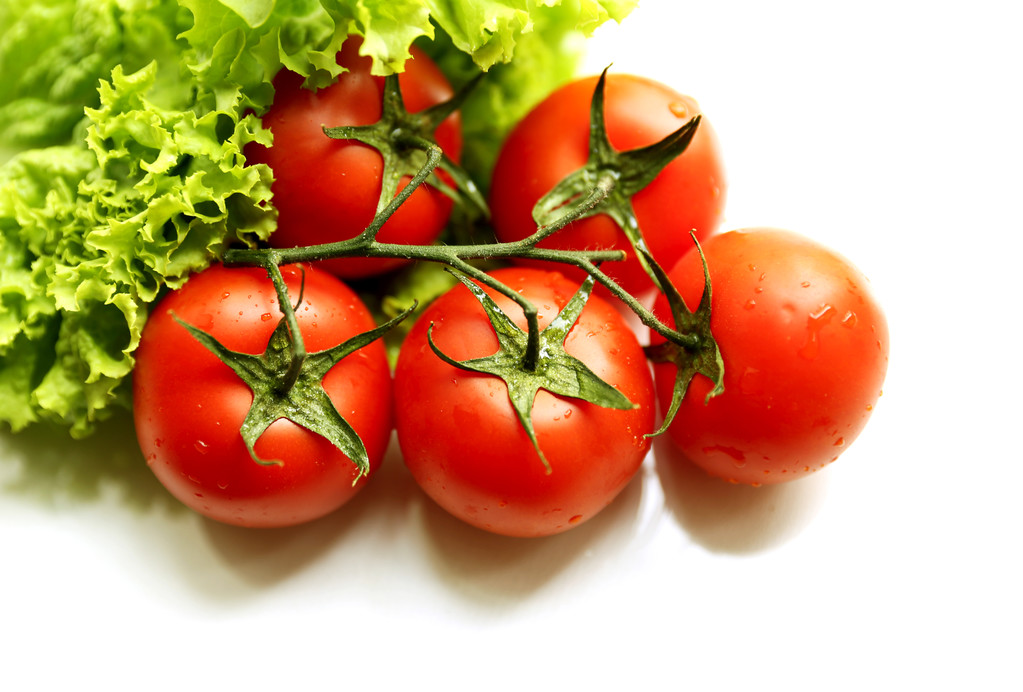 Zelený salát a rajčata - Fotografie, Obrázek
