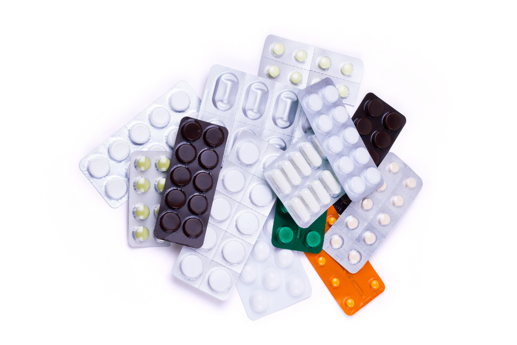 Many different colorful medication and pills from above - Photo, Image