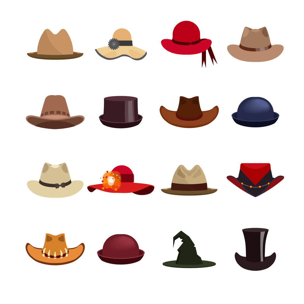 Conjunto vectorial de sombreros de hombre y mujer
. - Vector, Imagen