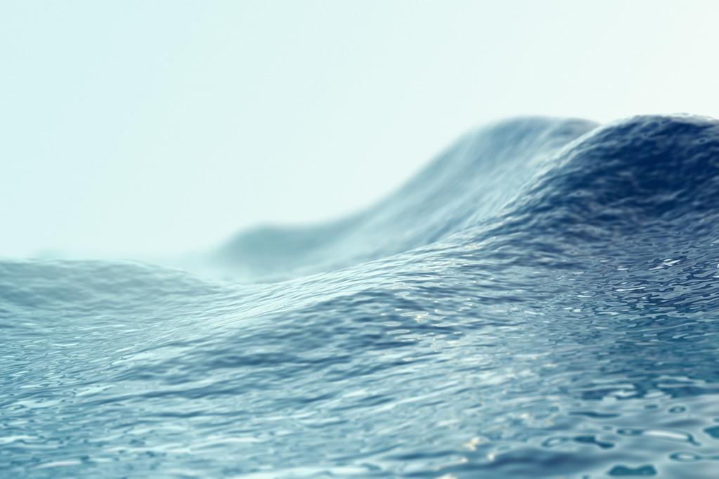 Морська, океанська хвиля крупним планом з ефектами фокусування. 3d ілюстрація
 - Фото, зображення
