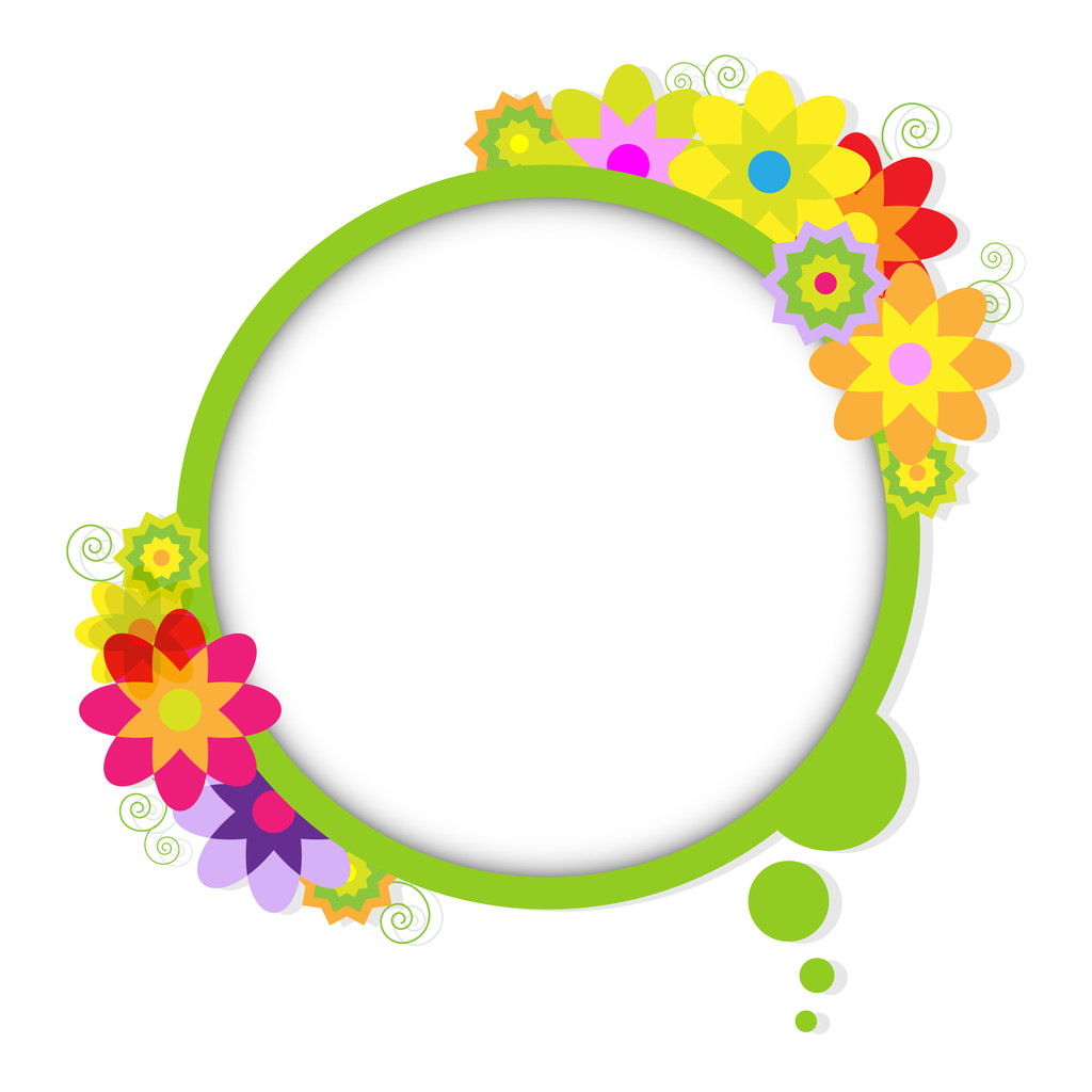 Abstract Design Bubble With Flowers - Vector, Image