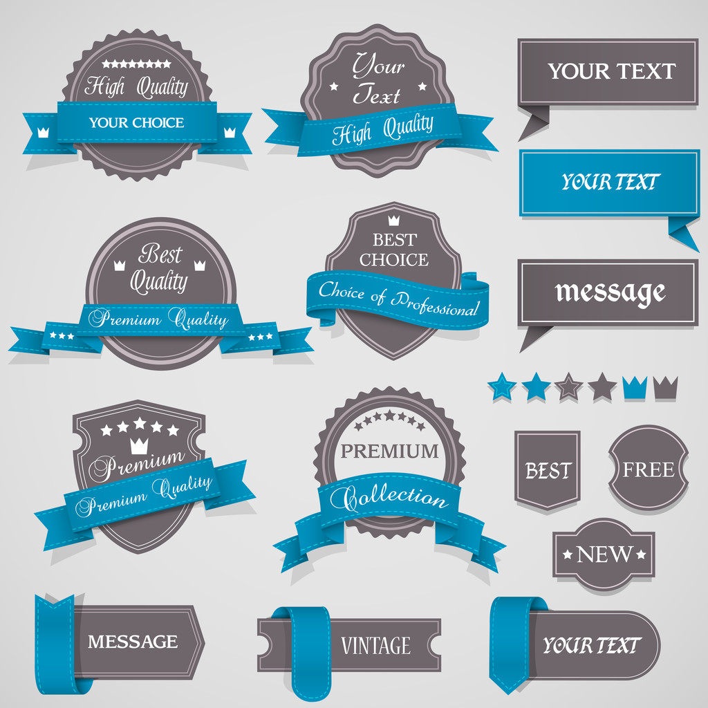 Set of vintage labels and ribbons - Vector, Image