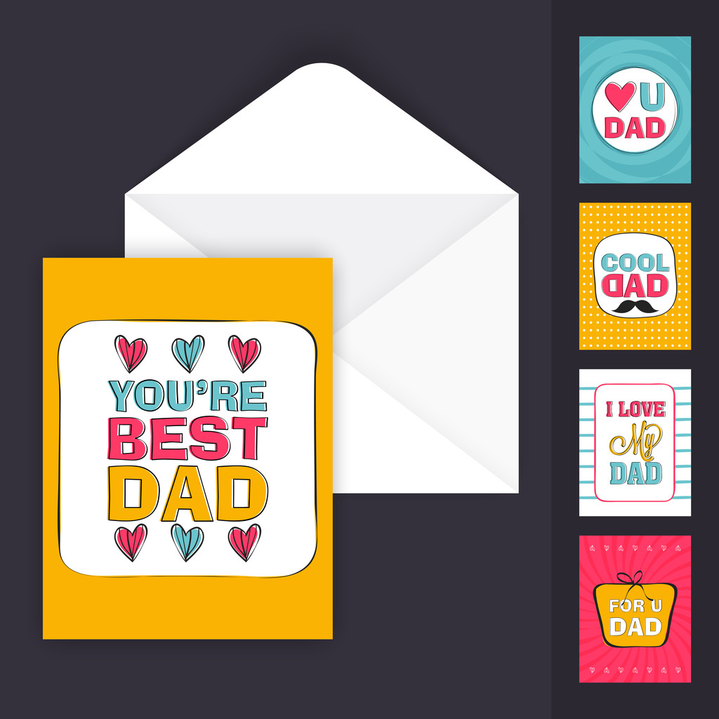 Greeting Card with Envelope for Father's Day. - Vector, Image