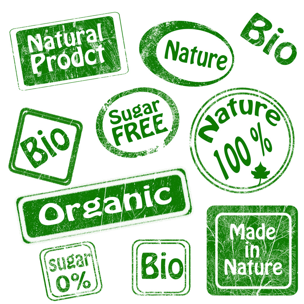 Conjunto de bio, selos orgânicos
 - Foto, Imagem