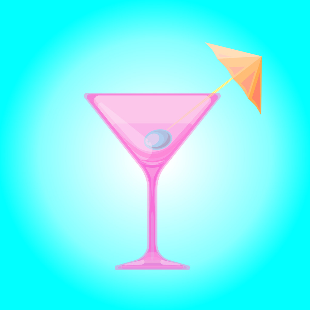 Martini sklo s olivovníky a koktejl deštník - Vektor, obrázek