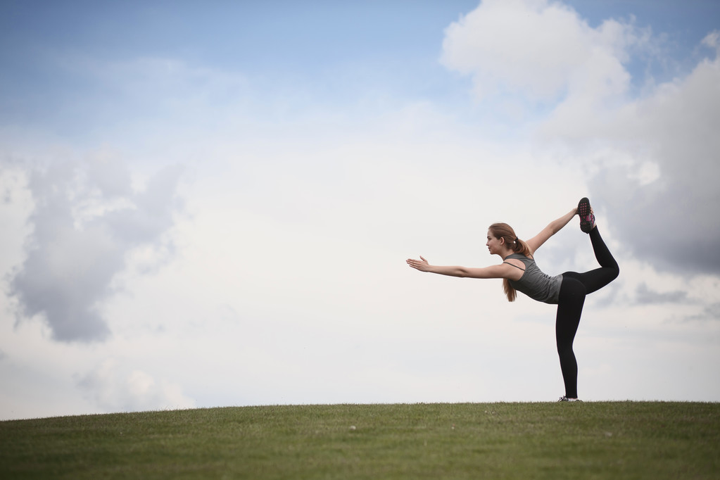 Yoga woman in park - Photo, Image
