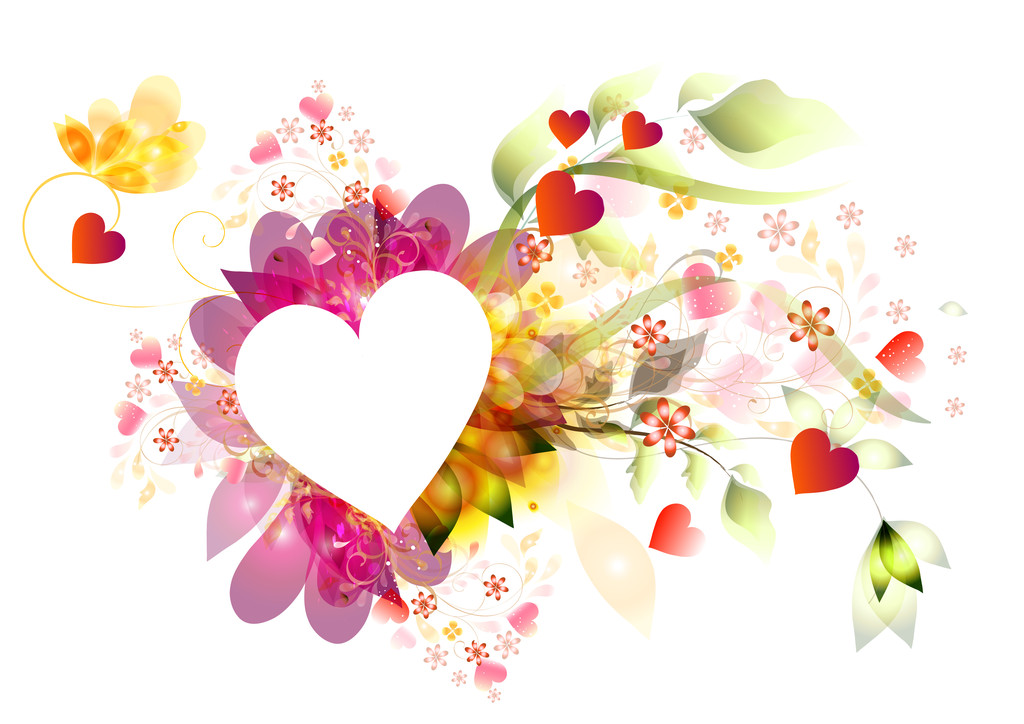 güzel vektör çerçeve çiçek kompozisyon kalple - Vektör, Görsel