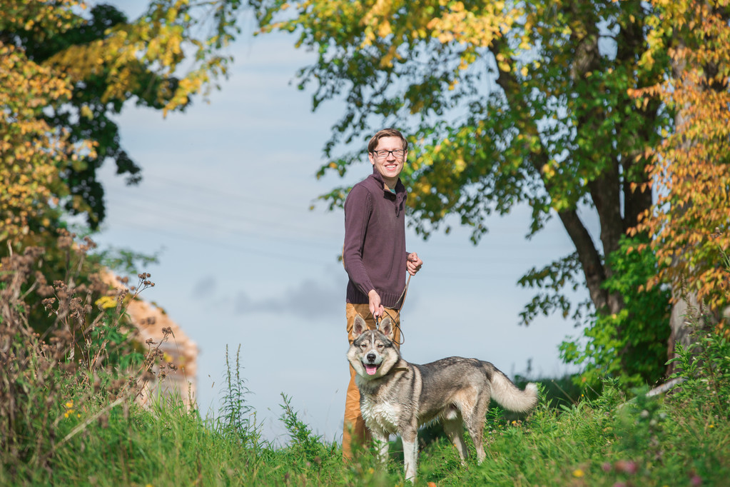 Muž s lovecký pes - Fotografie, Obrázek