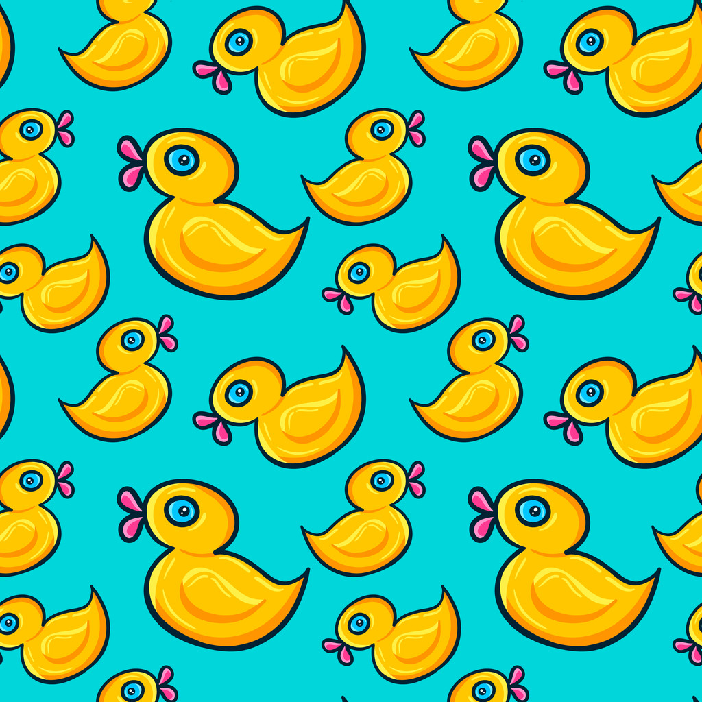 Bezešvé vzor s žlutou gumovou kachnu plavání.  - Vektor, obrázek