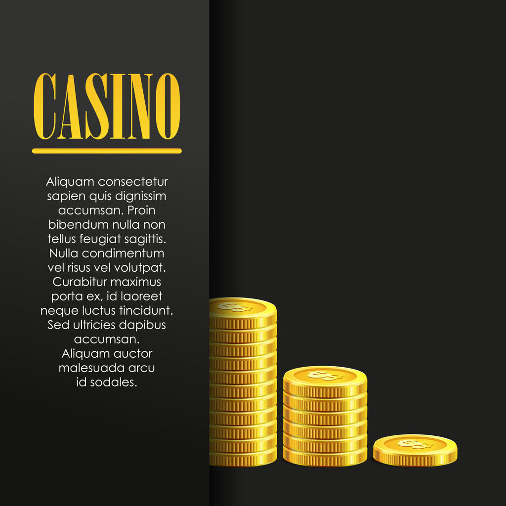 Casino Poster  with Golden Coins. - Vector, Image