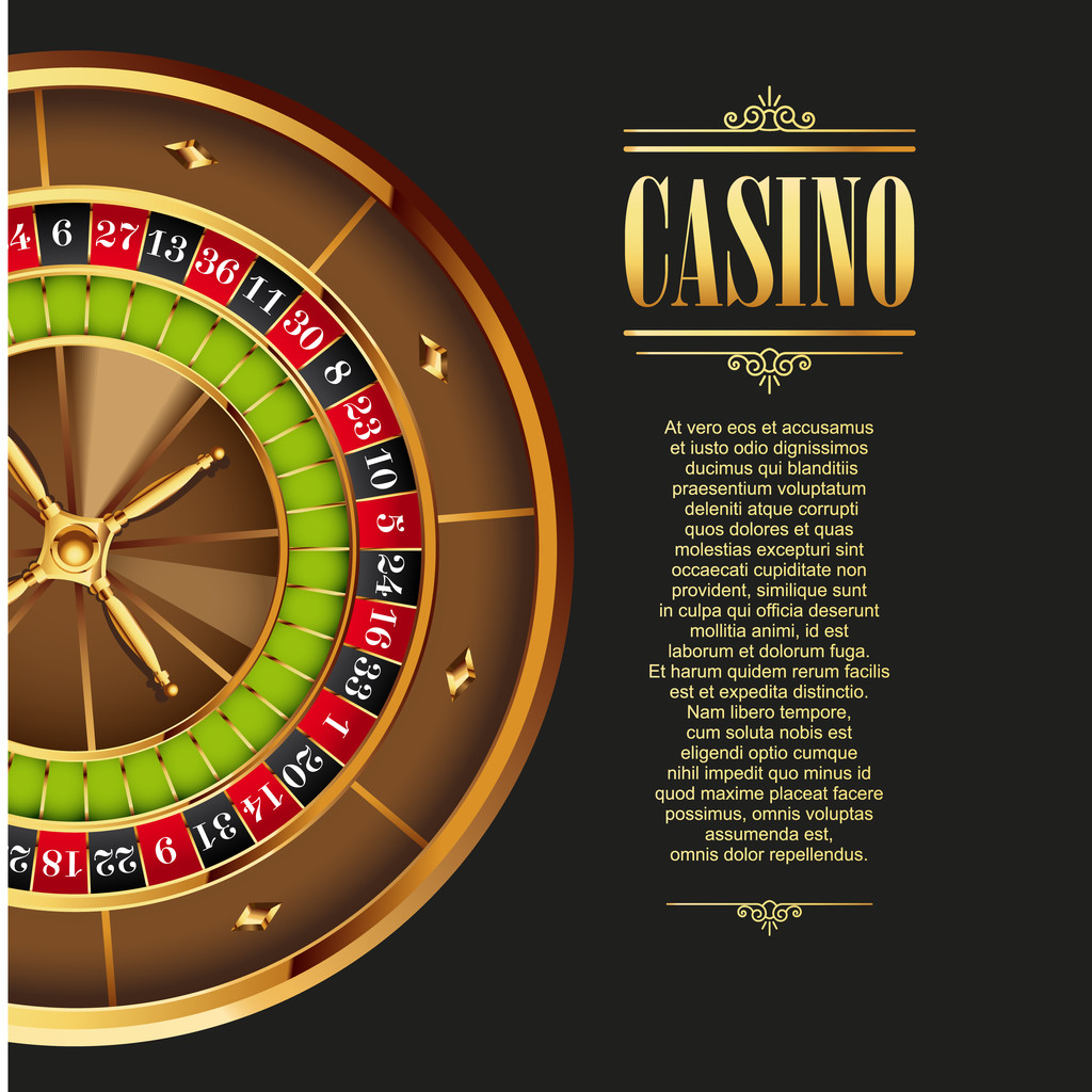 Плакат казино с рулеткой
 - Вектор,изображение