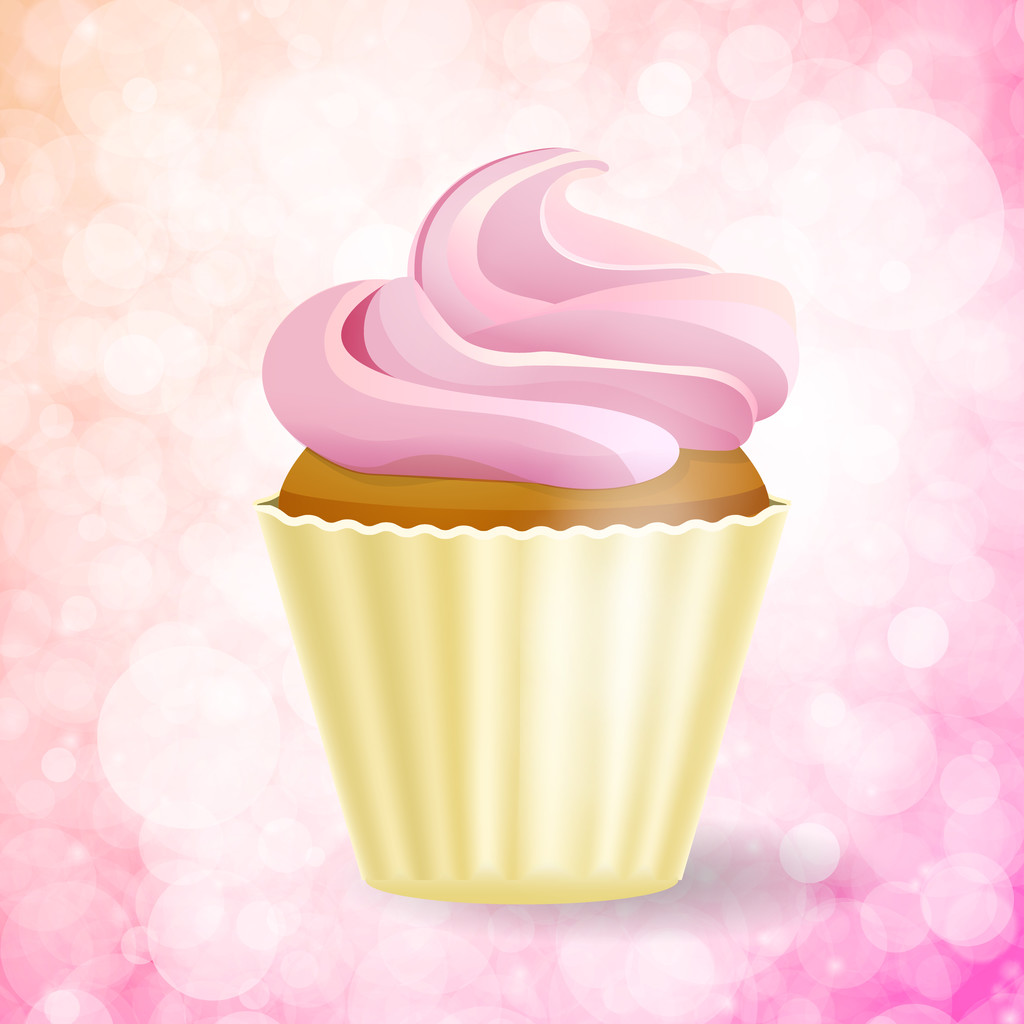 pink cupcake on Bokeh background - Vector, Image