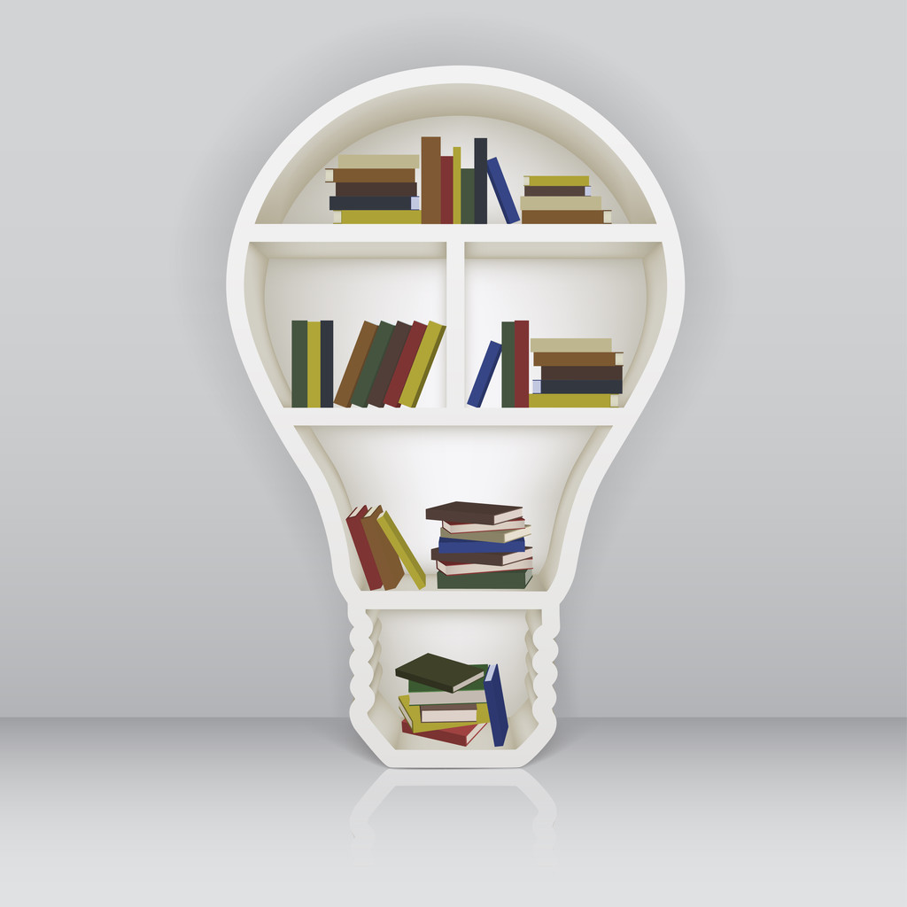 Le concept d'apprentissage. Bibliothèque comme une ampoule
 - Vecteur, image