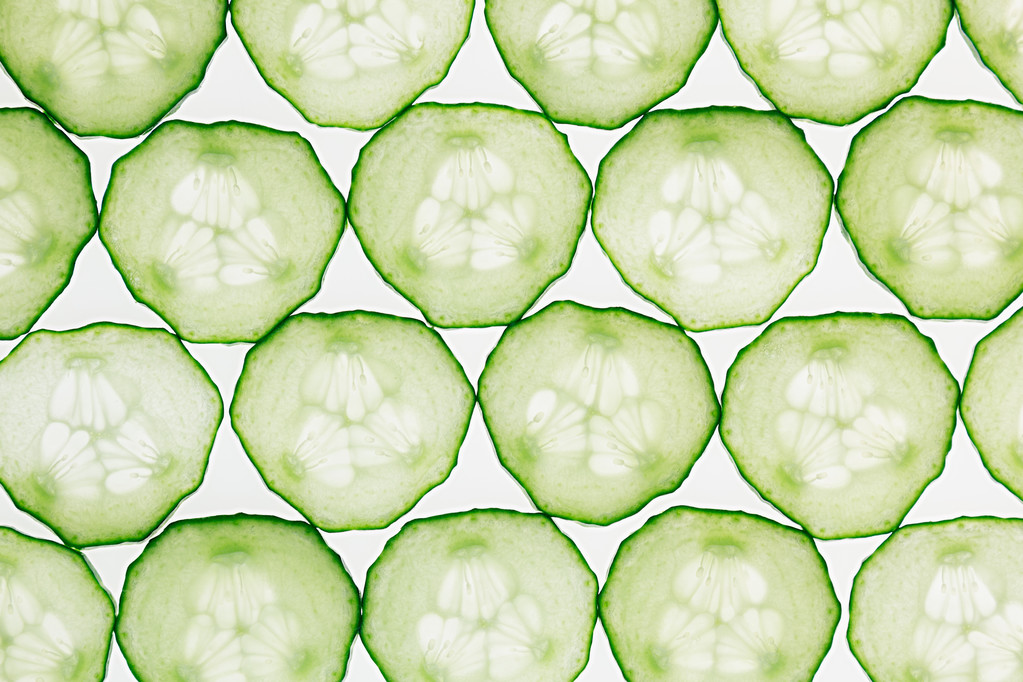 Cucumber slices. Pattern. Food background. Macro. Texture. - Photo, Image