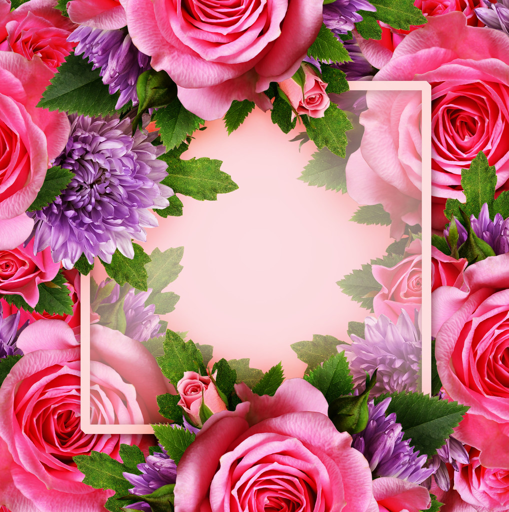Rose e fiori di crisantemo con posto per il testo
 - Foto, immagini