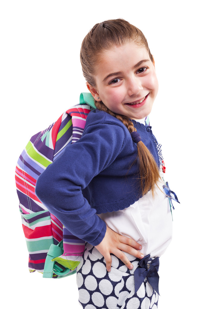 estudiante chica llevar mochila
 - Foto, Imagen