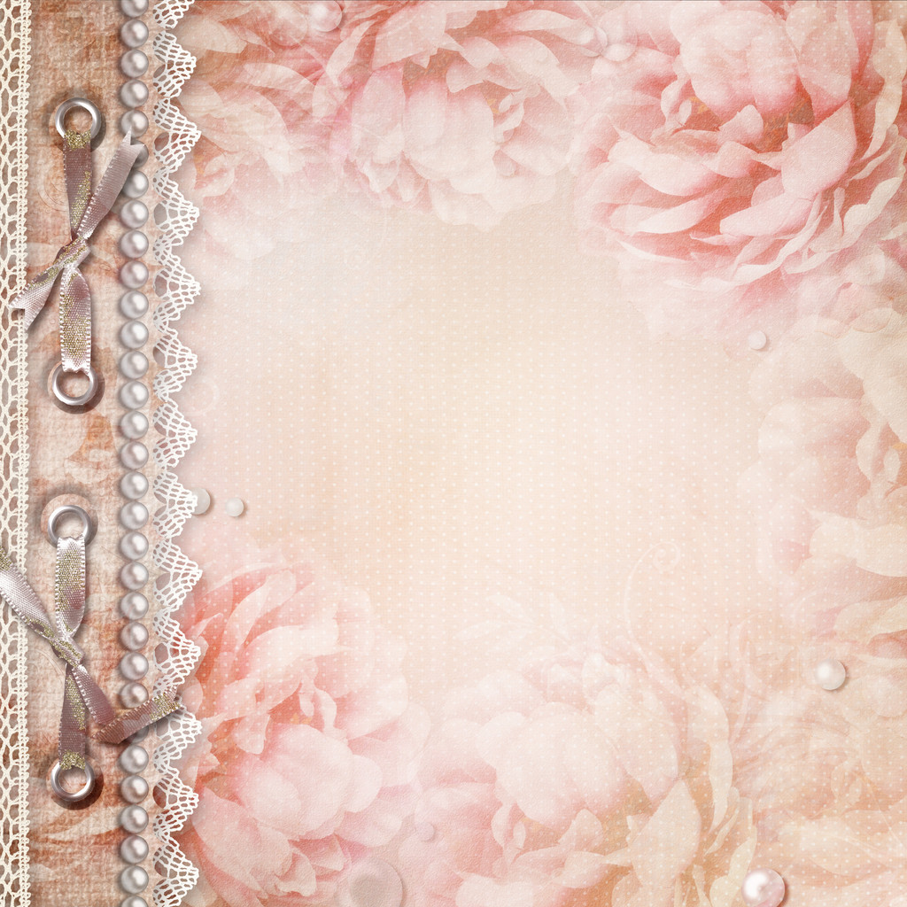 Grunge Beautiful Roses copertina dell'album con fiocco, perle e pizzo
 - Foto, immagini