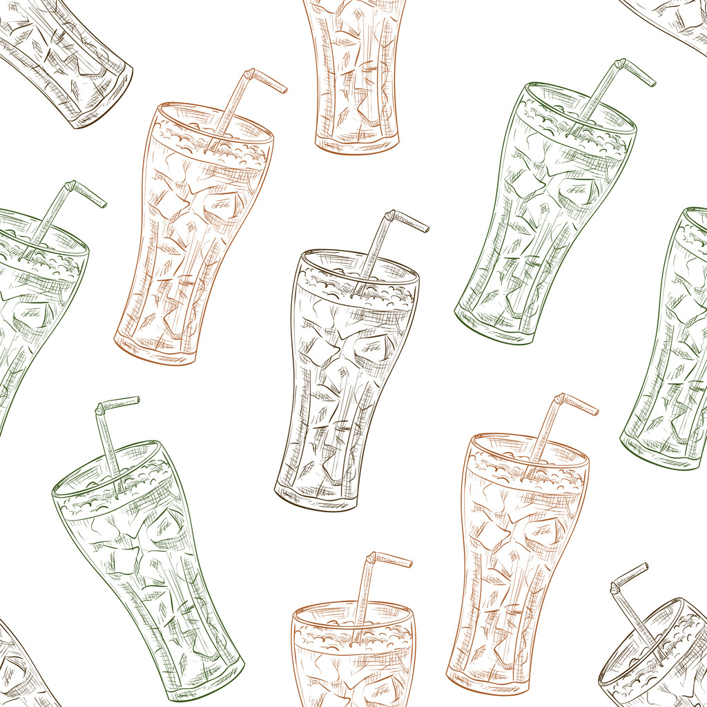 Seamless pattern scetch of three types cola - Vector, Image