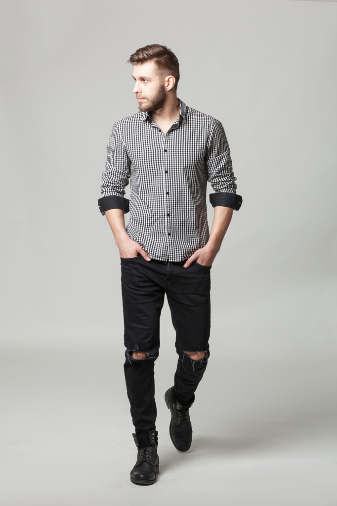 Studio portrait of handsome elegant young man in casual clothes  - Photo, Image