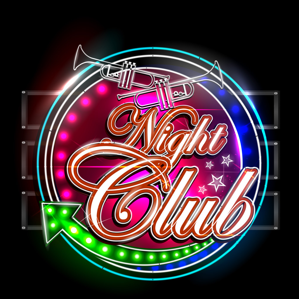 Letrero de luz de neón para Night Club
 - Vector, Imagen