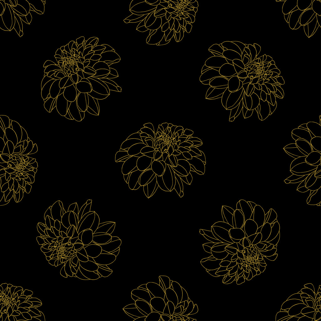 Golden peony decor seamless pattern - Vector, Image