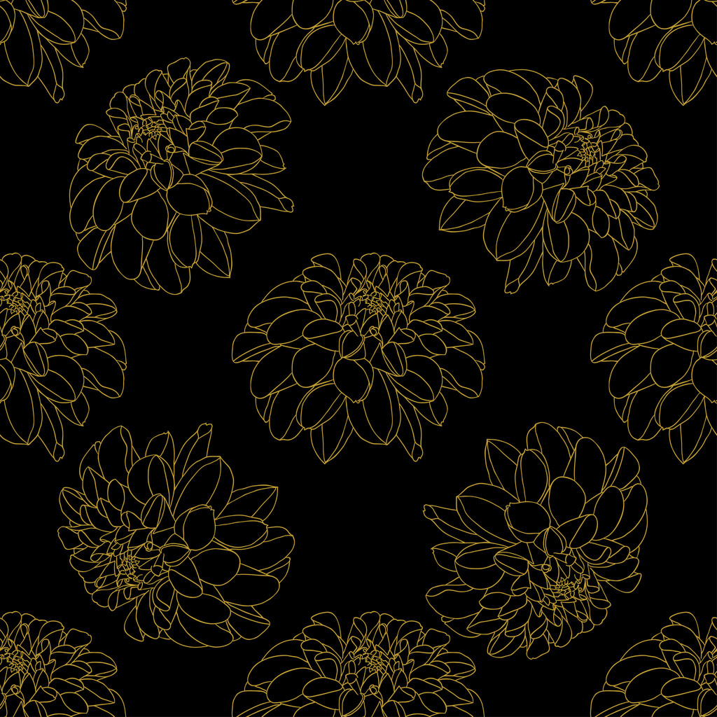 Golden peony decor seamless pattern - Vector, Image