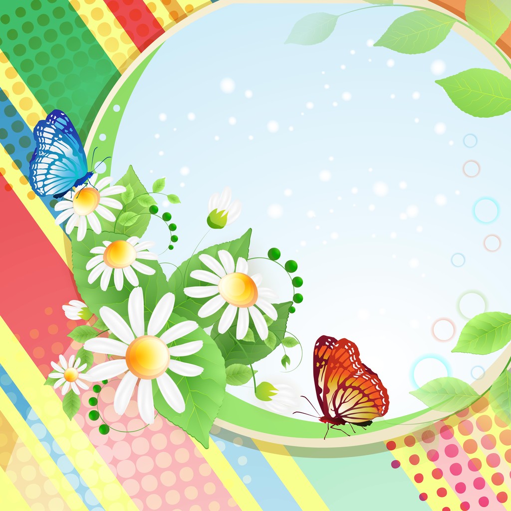 Fond d'été avec des fleurs et des papillons - Vecteur, image