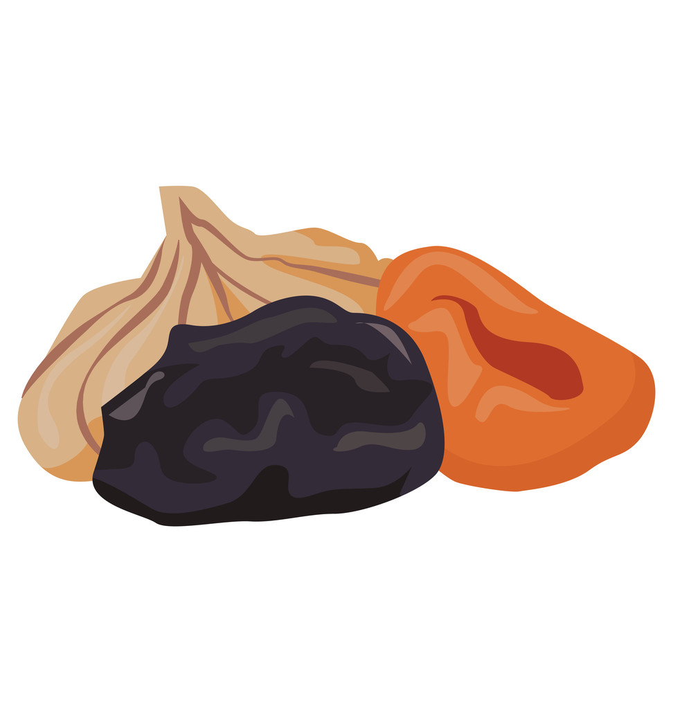 Свині, чорнослив і сушені абрикоси - здорові сухофрукти
 - Вектор, зображення