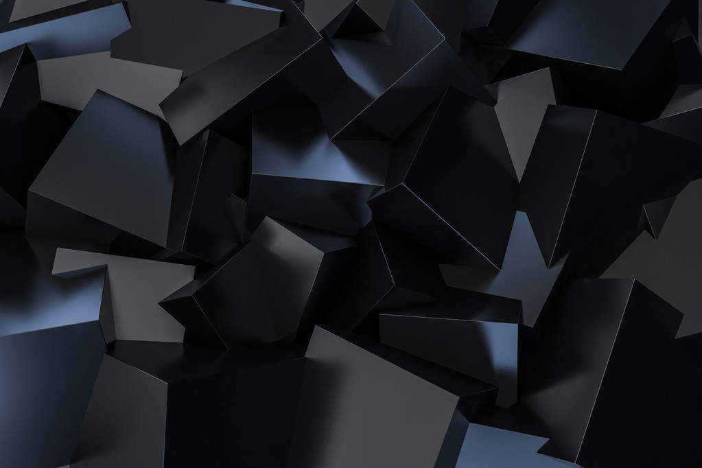 Fekete kocka doboz szórás a padló 3d-leképezés - Fotó, kép