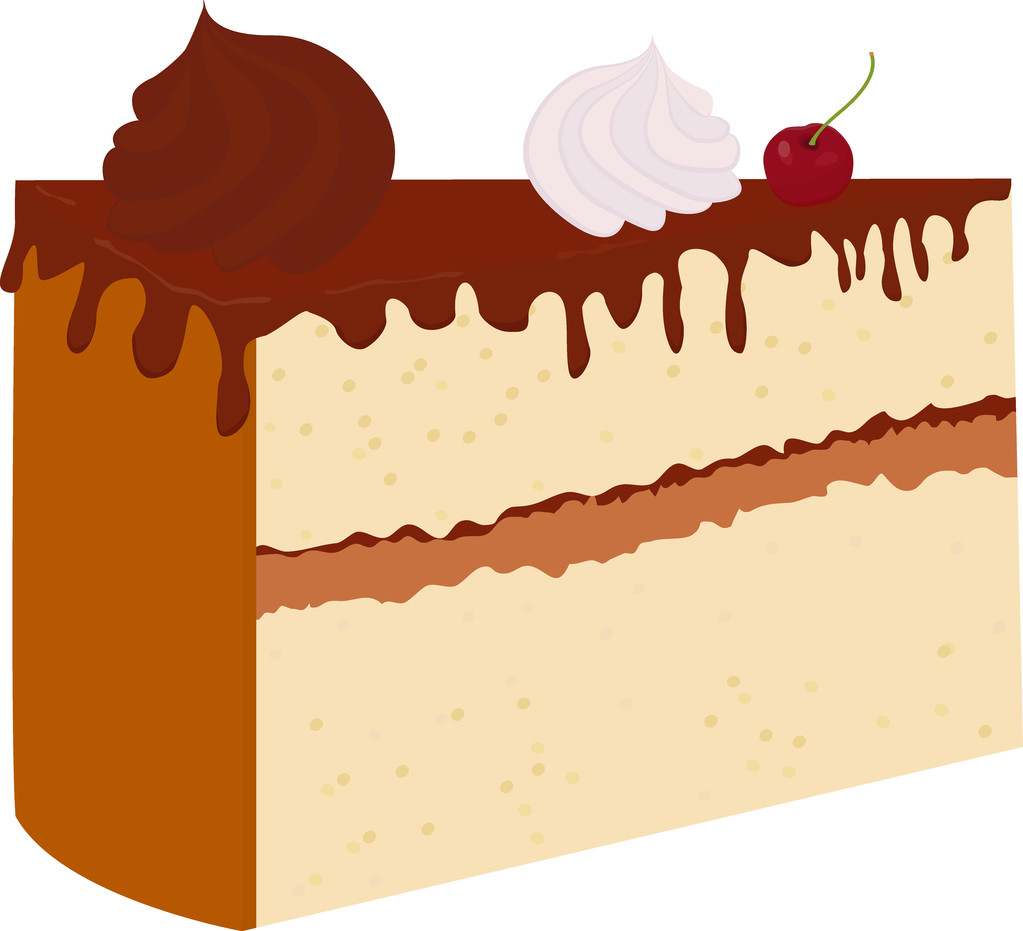 Διάνυσμα κέικ σοκολάτας με κεράσι απομονώνονται σε λευκό φόντο. - Διάνυσμα, εικόνα
