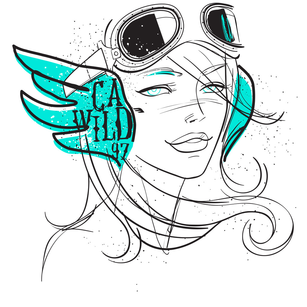 Κορίτσι με τα γυαλιά του πιλοτικού - Διάνυσμα, εικόνα