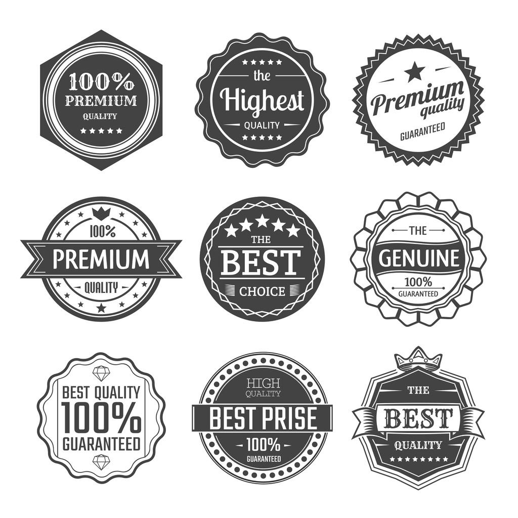 Ensemble de labels de garantie et de qualité premium. Design vintage rétro
. - Vecteur, image