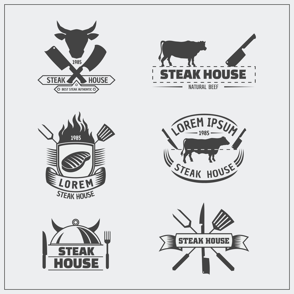 Logos, étiquettes, insignes et emblèmes du barbecue et du barbecue
. - Vecteur, image