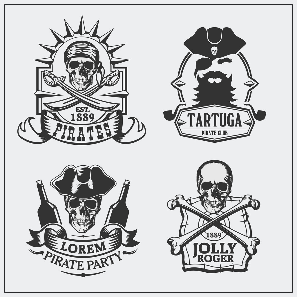 Набор эмблем пиратского клуба
. - Вектор,изображение