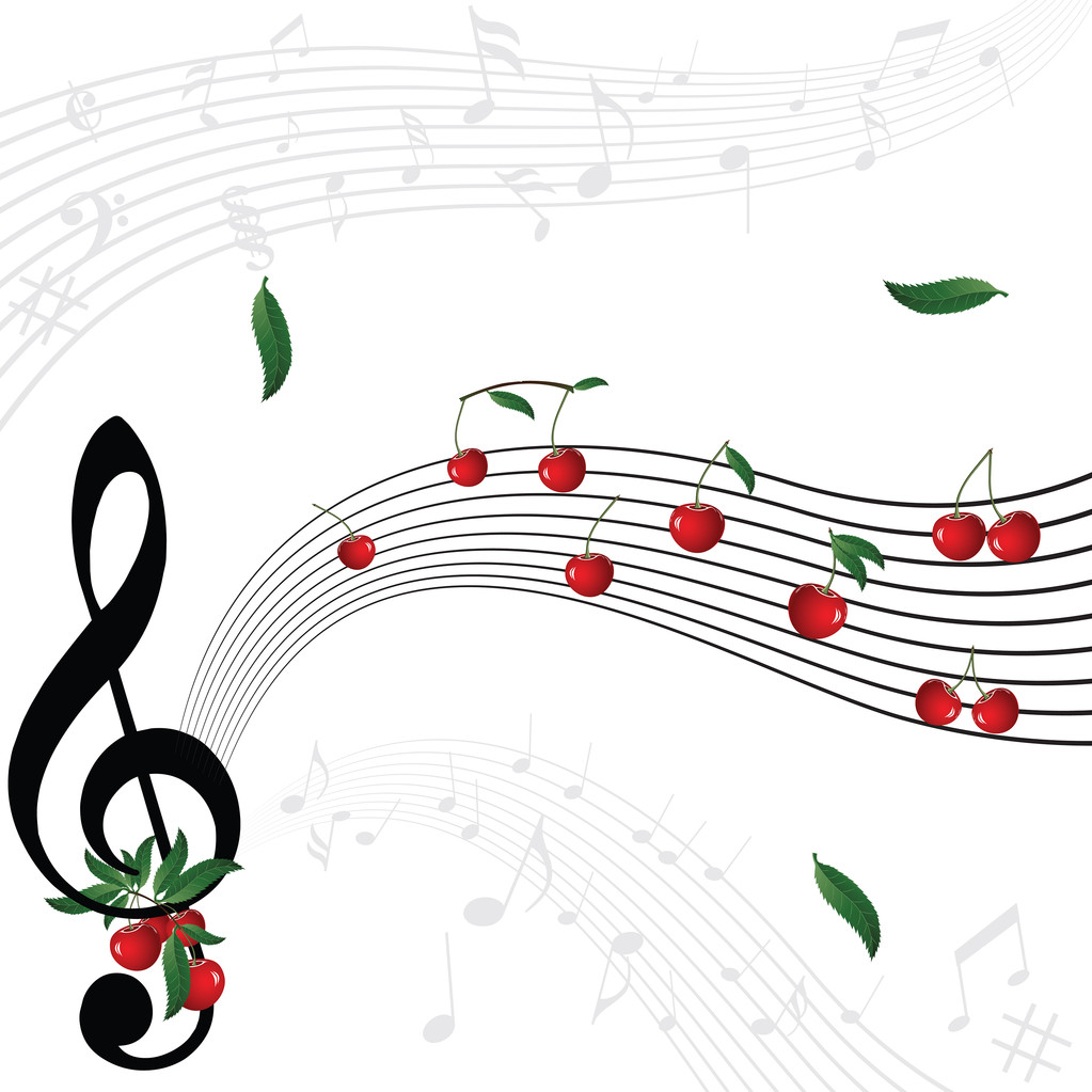 Cherry notes on a white background - Vector, Image