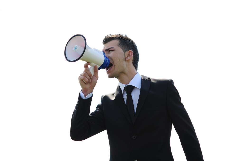 Business Man with loudspeaker - Photo, Image