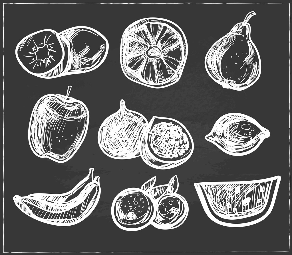 Raccolta di frutti disegnati a mano vettore
 - Vettoriali, immagini