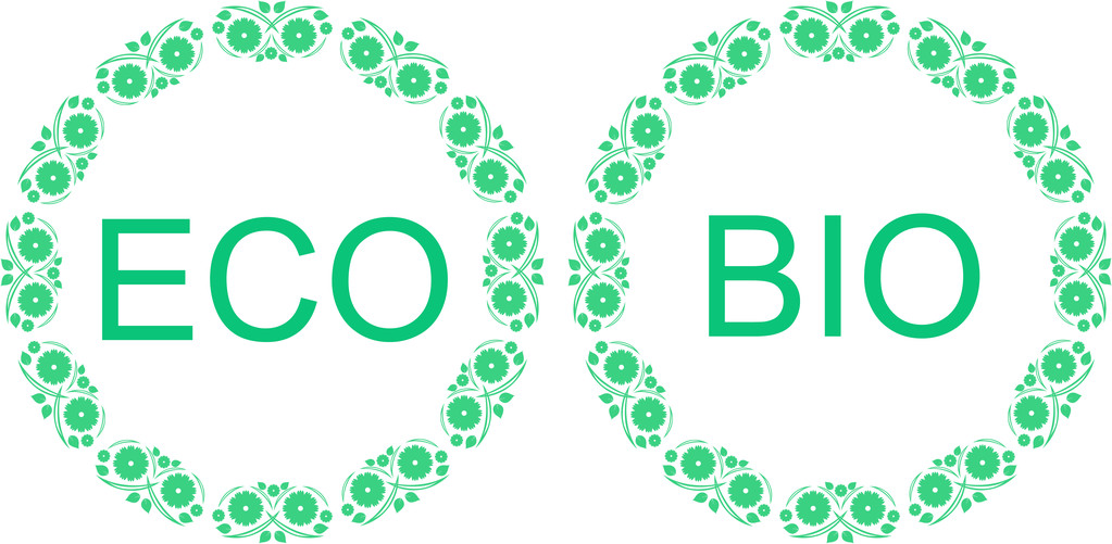 Set frames voor eco en bio - Vector, afbeelding