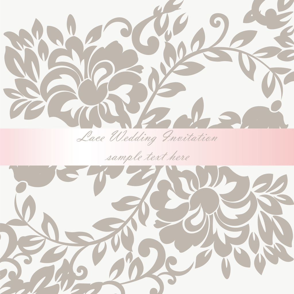 Vektor Hochzeitseinladungskarte mit Spitze Lilie Blume Ornament - Vektor, Bild