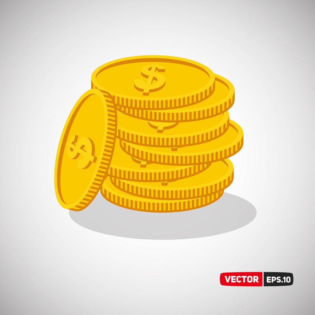 Coins of Dollar. Gold coins.  - Vector, Image