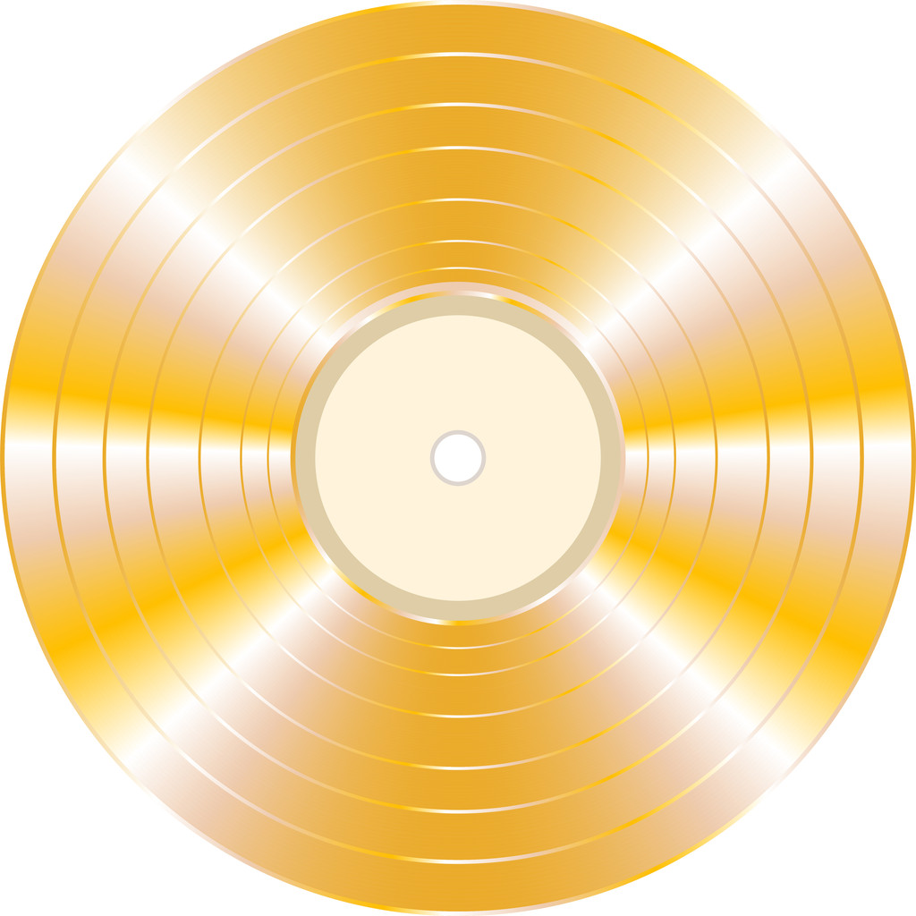 白地にゴールドのビニール レコード - ベクター画像