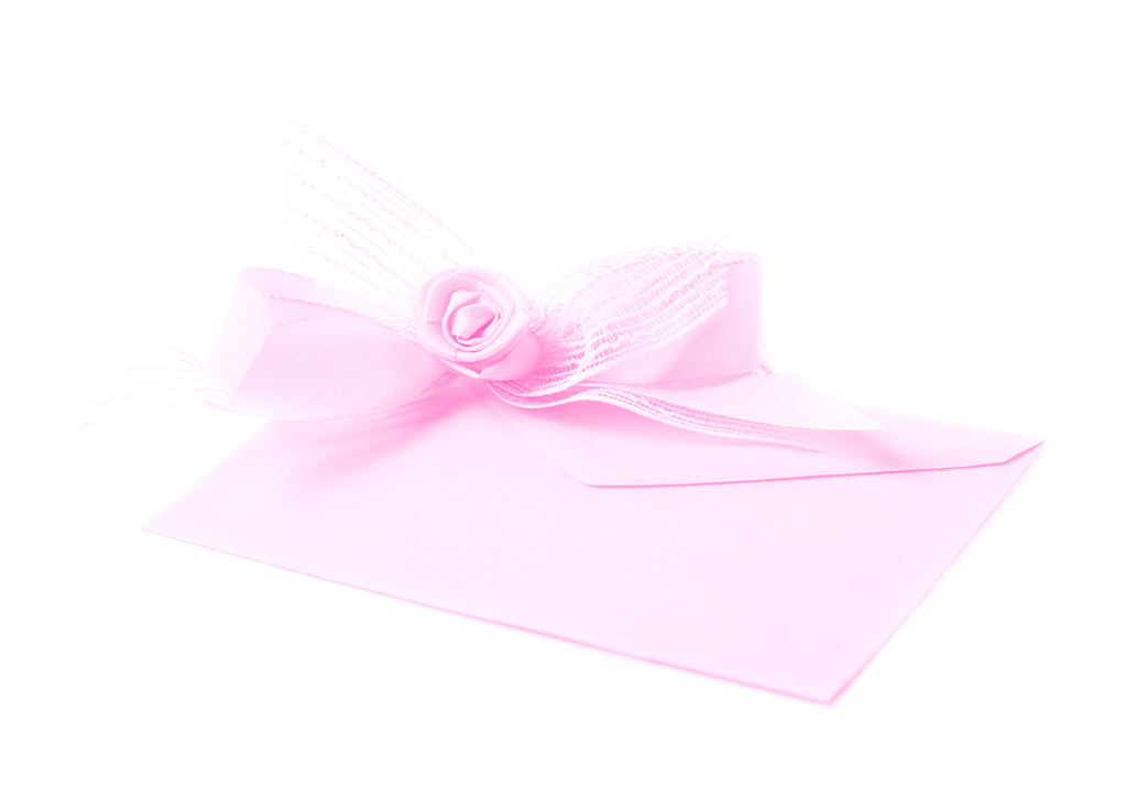 Papieren envelop, versierd met de boeg - Foto, afbeelding