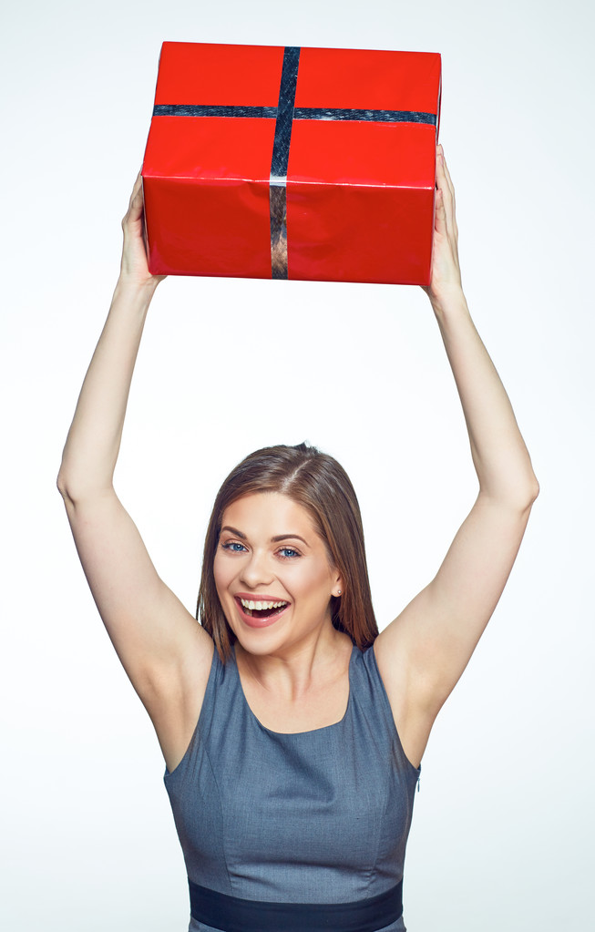 Frau mit Geschenkbox - Foto, Bild